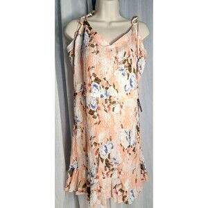 NWT Express Peach Floral Ruffle MIni Dress Size XL
